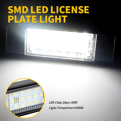 2Pcs 6000K White LED License Plate Lights