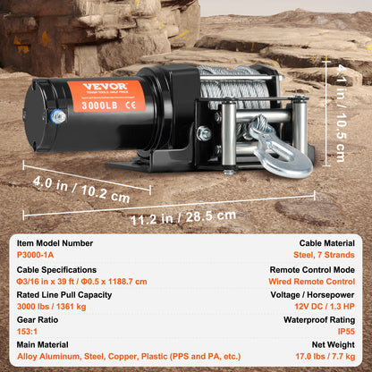 Electric Winch 12V Steel Rope