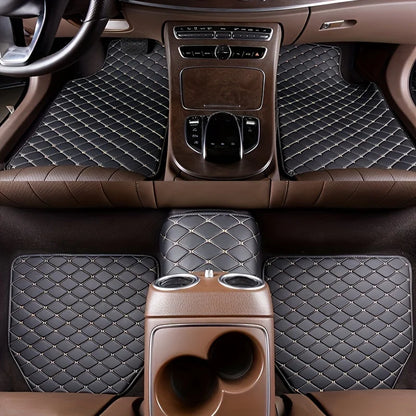 5Pcs Universal PU Leather Car Floor Mats – Waterproof Auto Foot Pad Protector Set