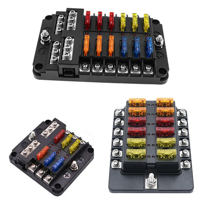 6/12-Way Car & Boat Fuse Box Holder – Blade Fuse Block with Warning Indicator 12V/36V