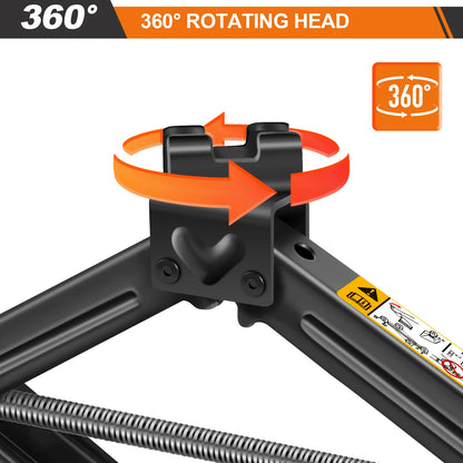 Compact 2-Ton (4409 lbs) Scissor Jack – 105–385mm Lifting Range with Hex Lug Wrench for Cars, SUVs & Sedans