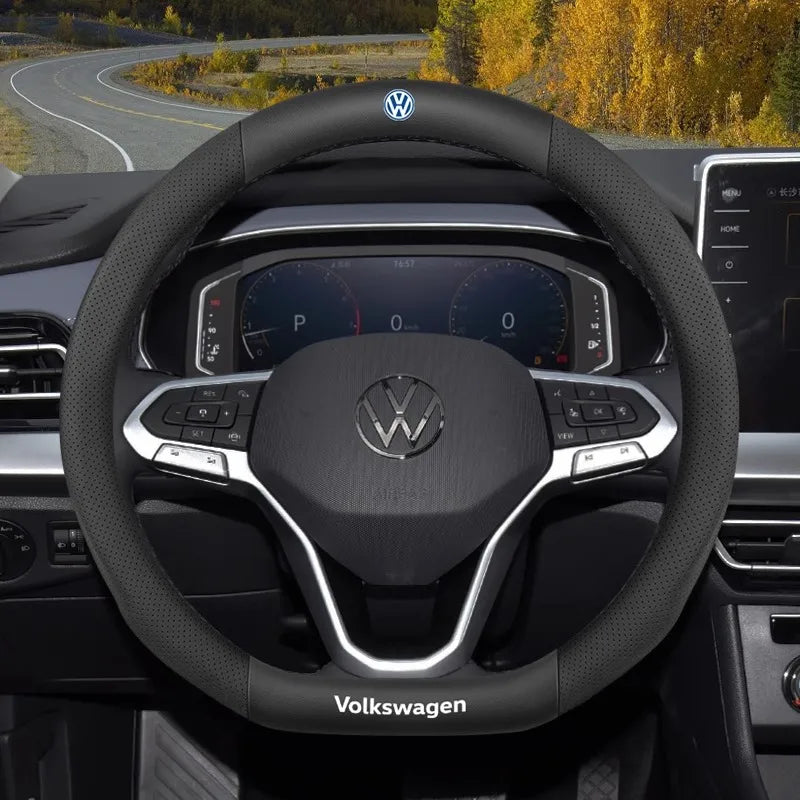 Carbon fiber Leather Car Steering Wheel Cover