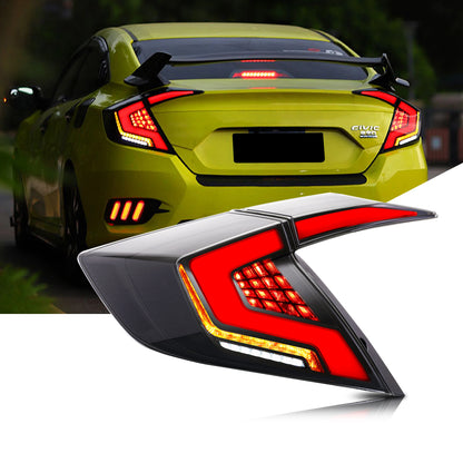 LED Tail Lights for Honda Civic Sedan 10th Gen (2016–2021) – DRL Start-Up Animation Rear Lamp Assembly