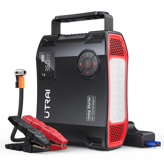 UTRAI 4-in-1 2000A Jump Starter Power Bank with 16000mAh Capacity and 150PSI Air Compressor
