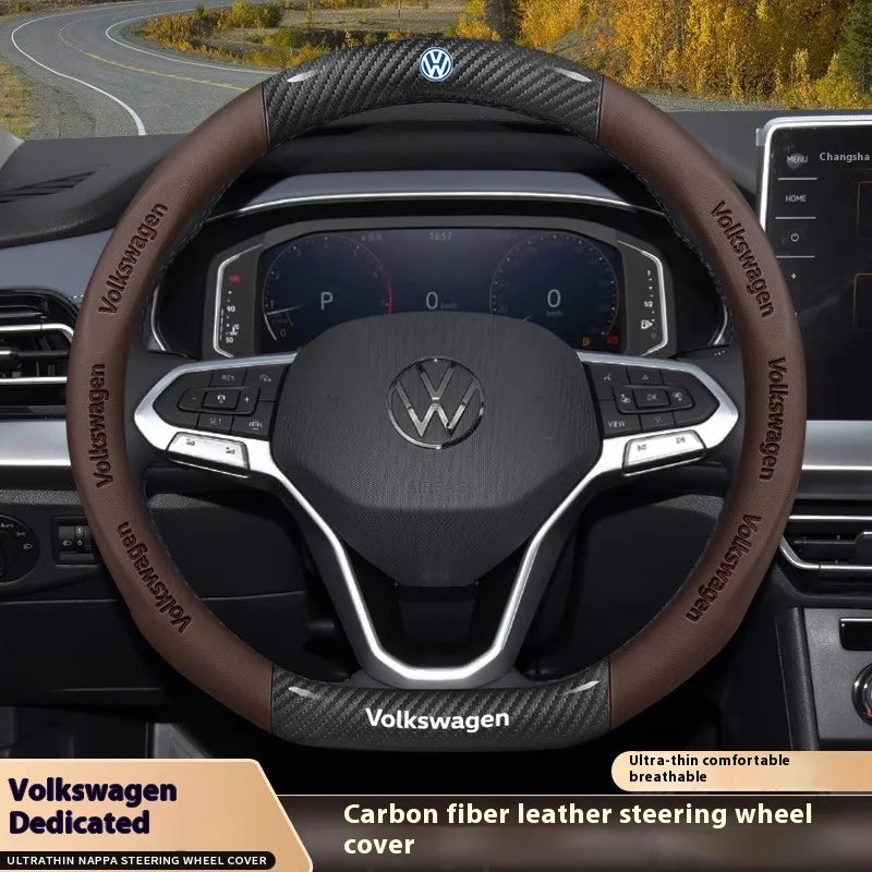 Carbon fiber Leather Car Steering Wheel Cover