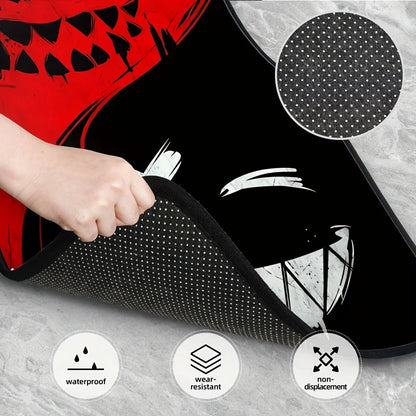 4pcs Cool Spooky Design Car Floor Mats – Vibrant Red with Black Accents