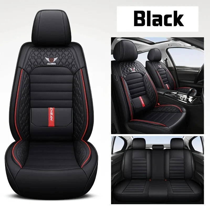 5 Seat Full Set Breathable Napa Leather Car Seat Cover – Luxury Fitted, Ergonomic Design with Fixed Lumbar Support