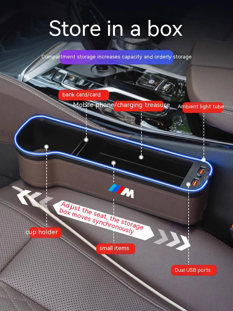 Car USB Charging Light Seat Storage Case