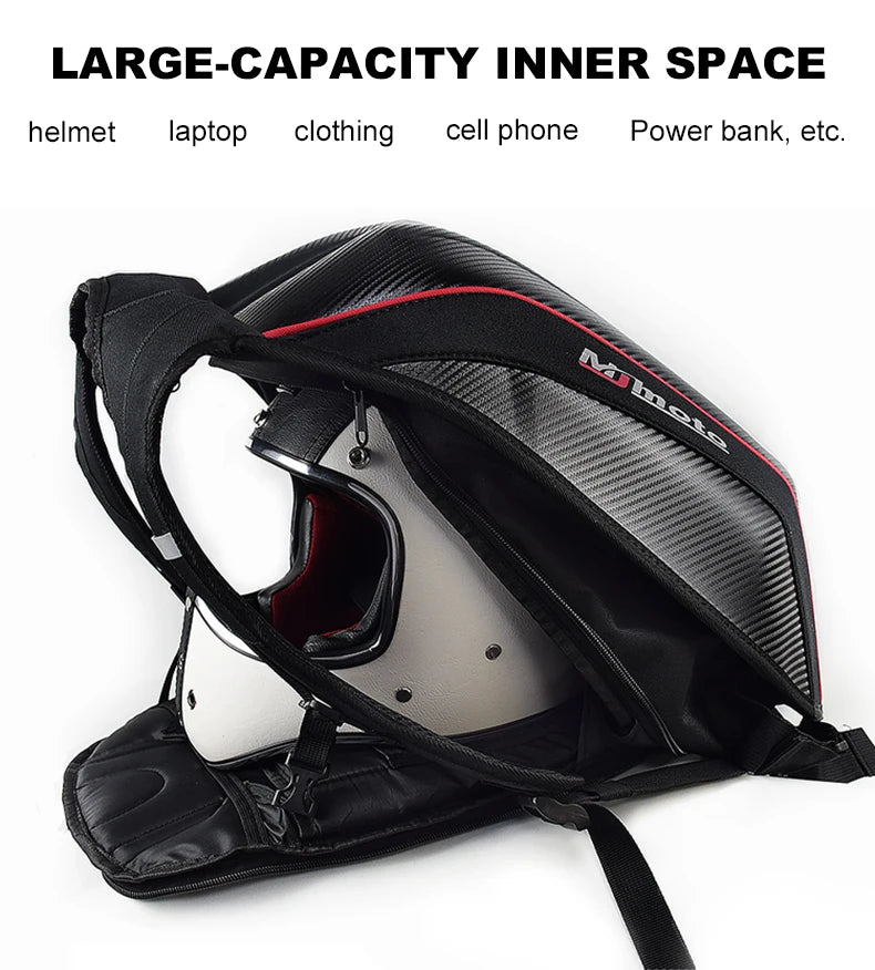 Carbon Fiber Motorcycle Backpack – Hard Shell Waterproof Helmet Bag
