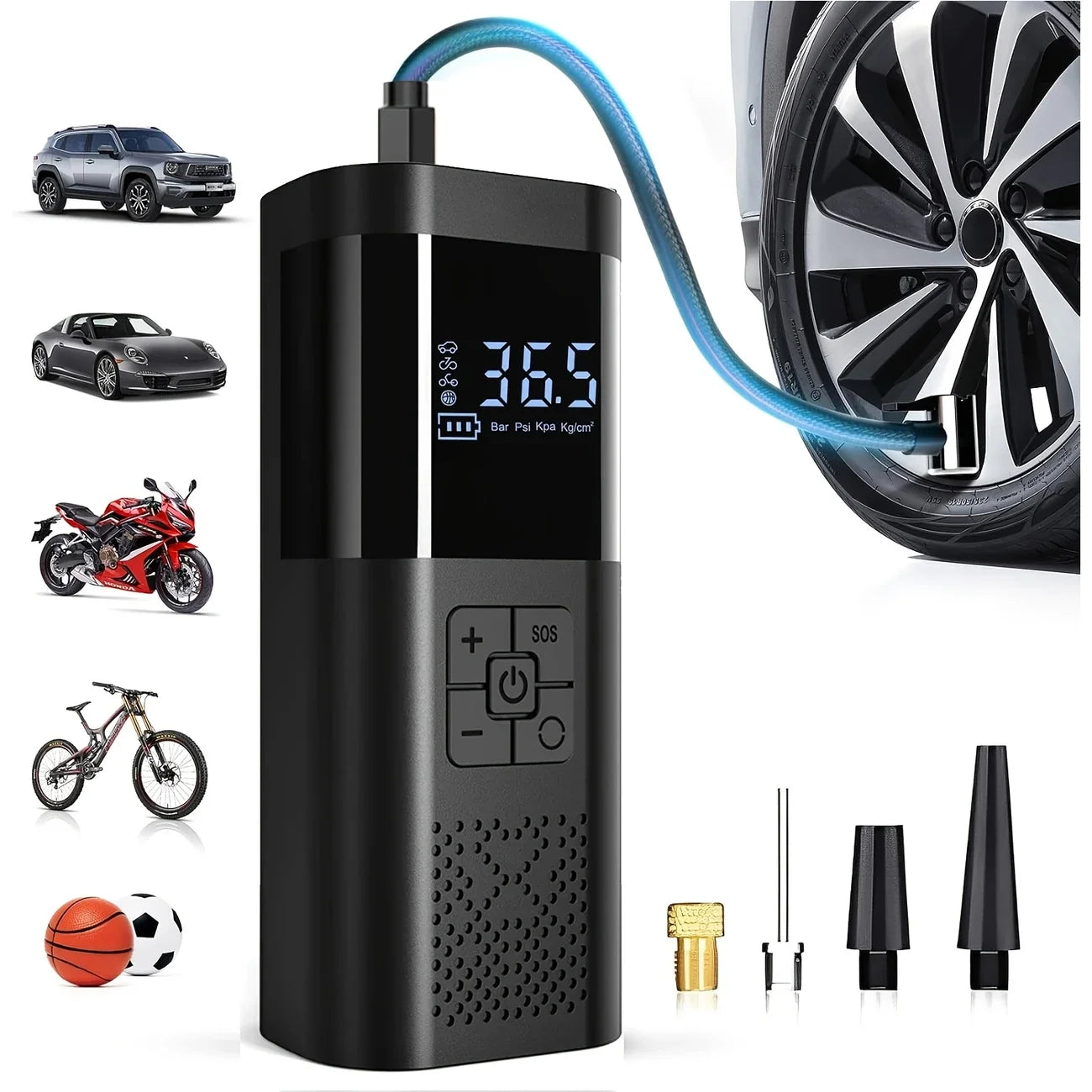 Portable Car Air Compressor – 150PSI Cordless Tire Inflator Pump with Digital Gauge