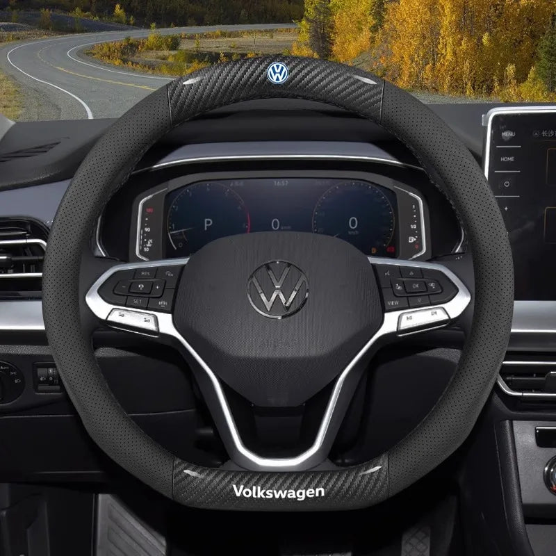 Carbon fiber Leather Car Steering Wheel Cover