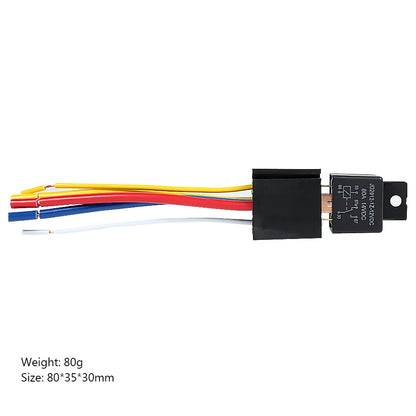 5-Pin 80A Auto Car Relay DC 12V with 5-Wire Socket – 3 Copper & 2 Brass Terminals
