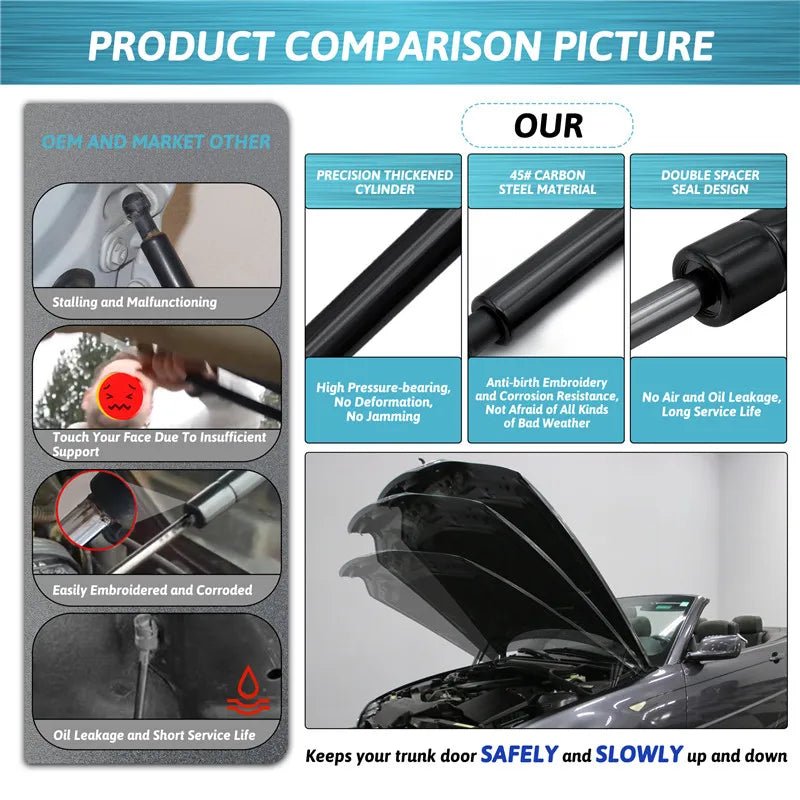 2Pcs Front Hood Bonnet Gas Struts