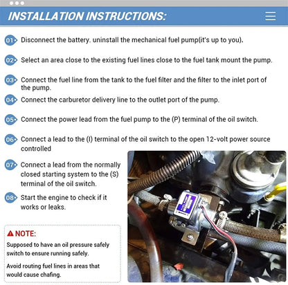 Universal 12V Electric Fuel Pump Diesel Petrol Gasoline