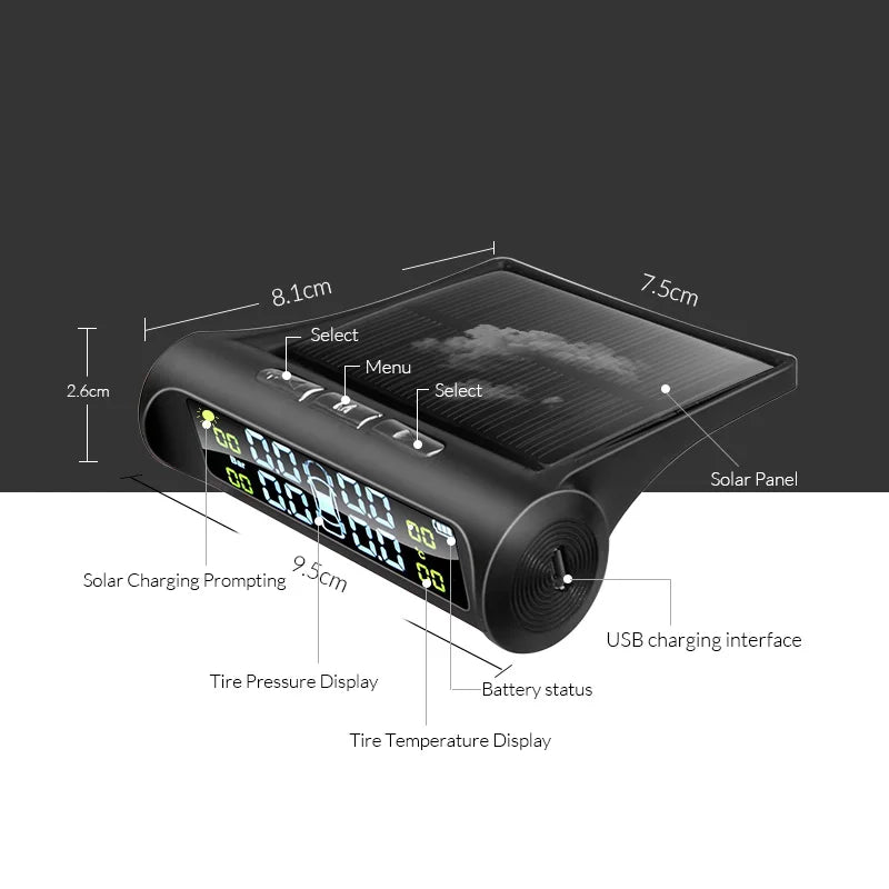 Solar Power Car Tire Pressure Monitor System