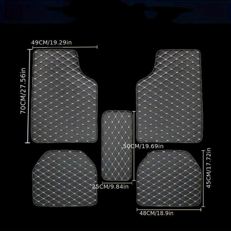 5Pcs Universal PU Leather Car Floor Mats – Waterproof Auto Foot Pad Protector Set