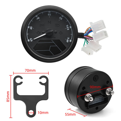 AD Universal Motorcycle LCD Digital Speedometer Odometer Tachometer – 1-4 Cylinders