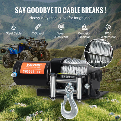 Electric Winch 12V Steel Rope