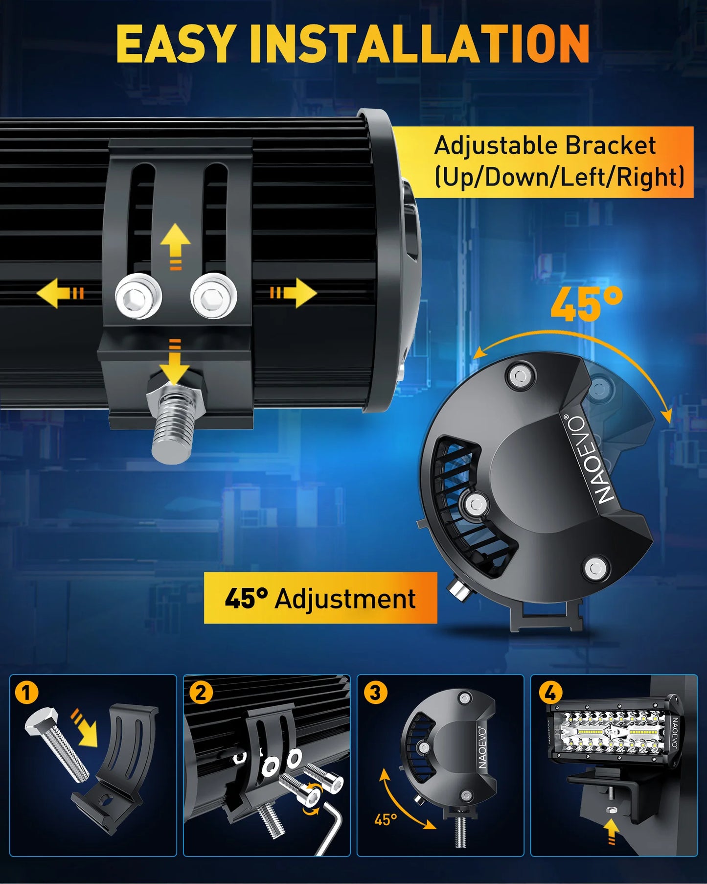 240W LED Light Bar – 24000LM Off-Road Driving Work Light for Trucks, SUVs, ATVs, and Boats