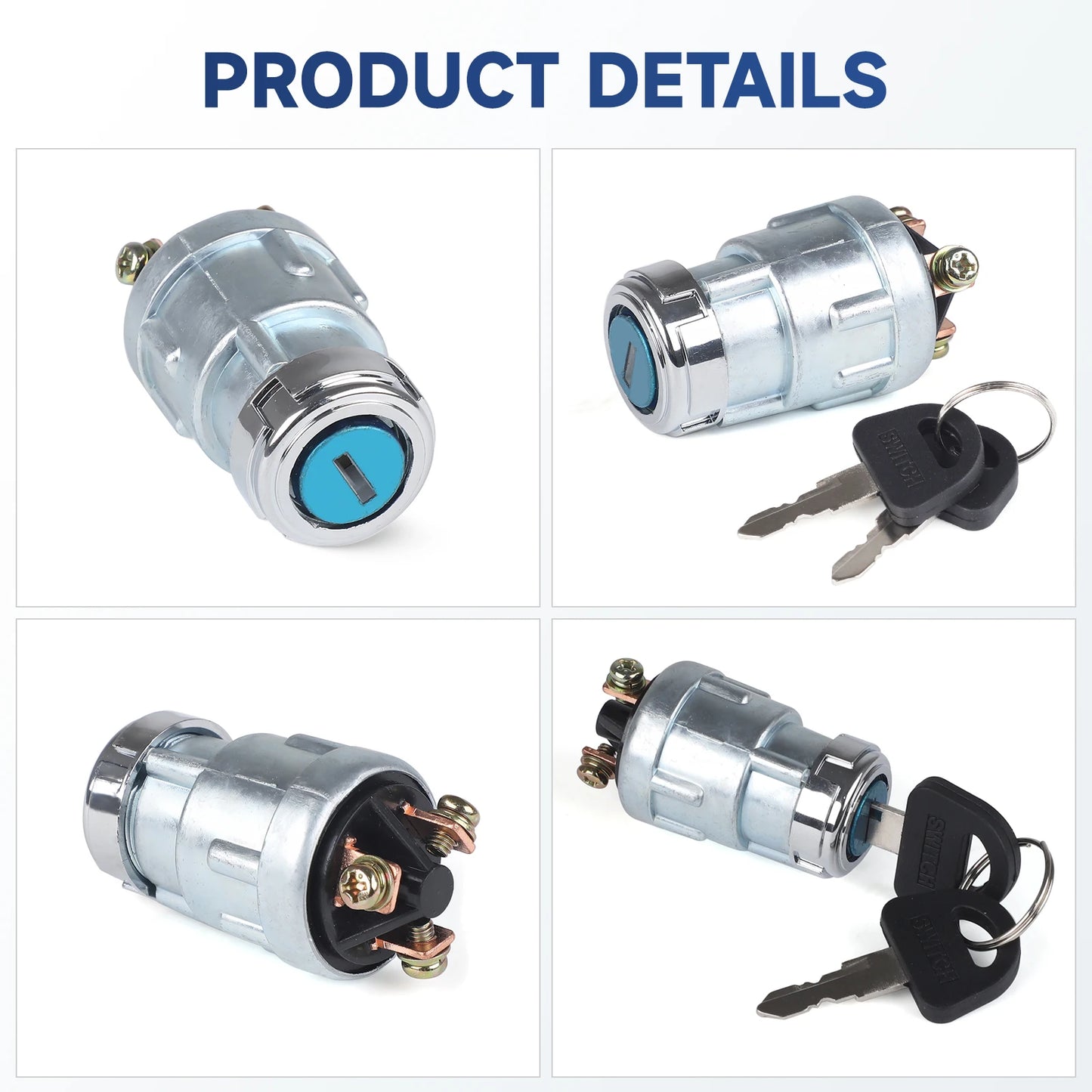 12V Universal 3-Position Engine Ignition Switch – With 2 Keys for Cars, Motorcycles, and Vehicles
