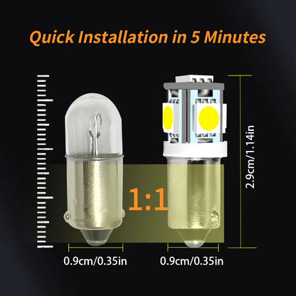 Ultra Bright BA9S 5050 5SMD LED Bulbs – Turn Signal, Dome, Brake, Reverse, Interior & Clearance Lights
