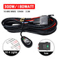LED Light Bar Wiring Harness Kit – 300W, 2 Leads, 16 AWG Universal Harness with 12V 40A Relay & On/Off Switch