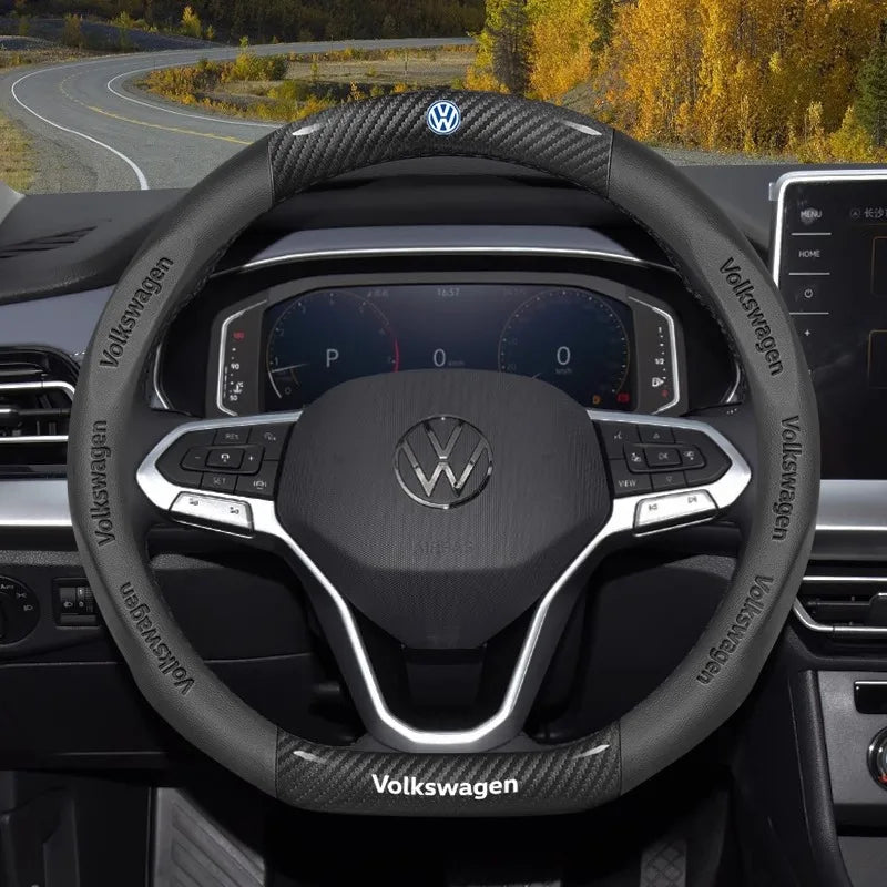 Carbon fiber Leather Car Steering Wheel Cover