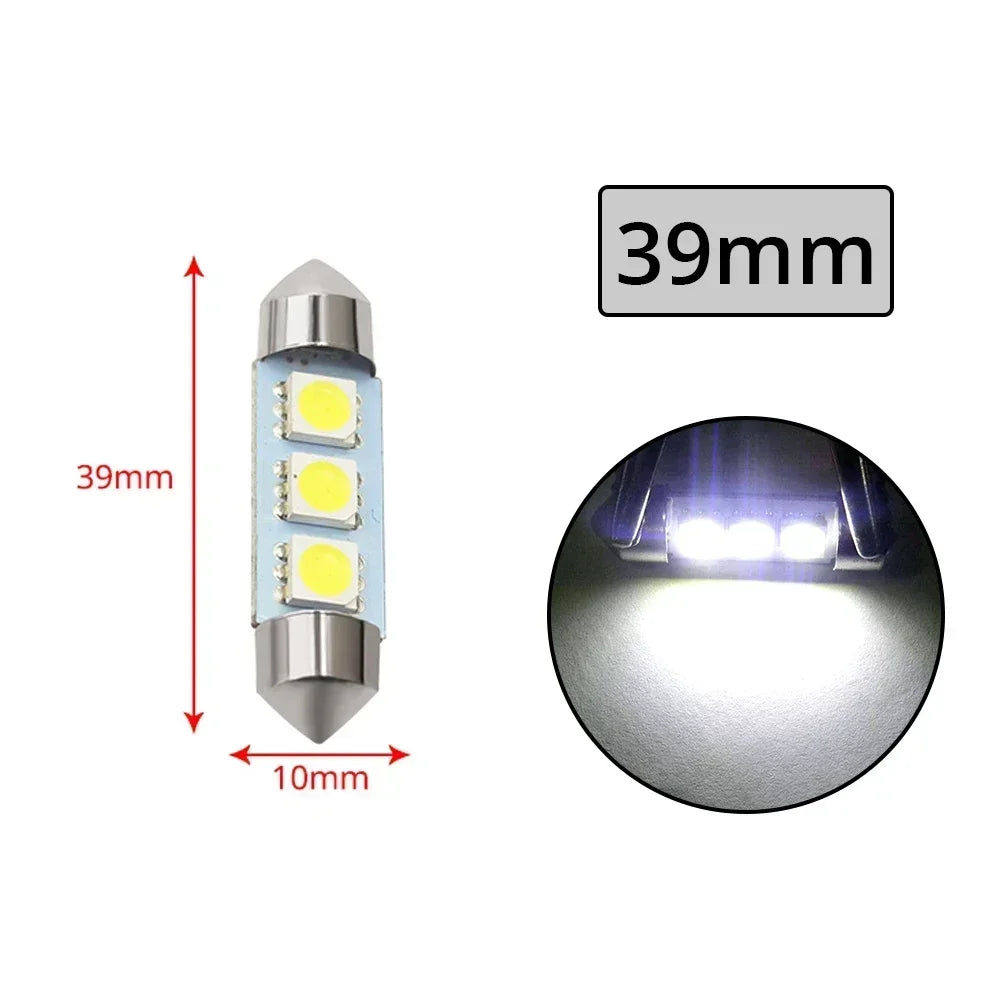 2PCS White LED Festoon Dome Light Bulbs