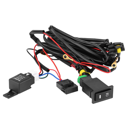 12V Universal LED Fog Light Wiring Harness & Relay Kit with On/Off Switch