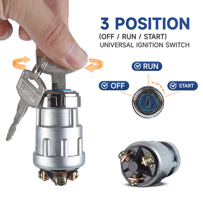 12V Universal 3-Position Engine Ignition Switch – With 2 Keys for Cars, Motorcycles, and Vehicles
