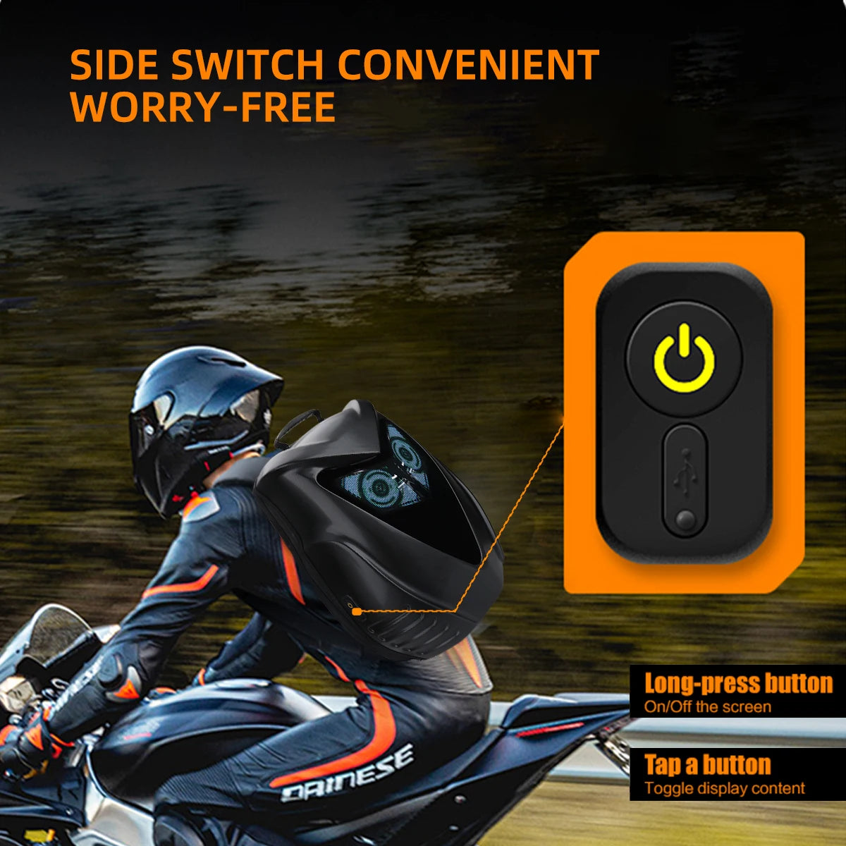LOY Owl Design LED Display Smart Motorcycle & Cycling Backpack