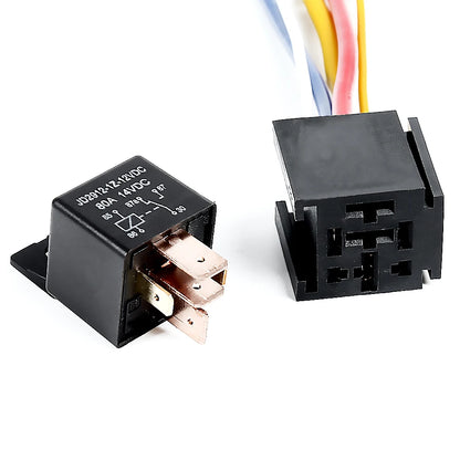 5-Pin 80A Auto Car Relay DC 12V with 5-Wire Socket – 3 Copper & 2 Brass Terminals