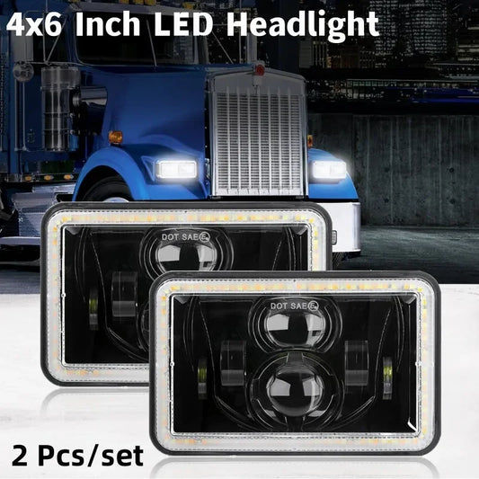 4x6 Inch Rectangular LED Headlight with Signal & Daytime Running Light