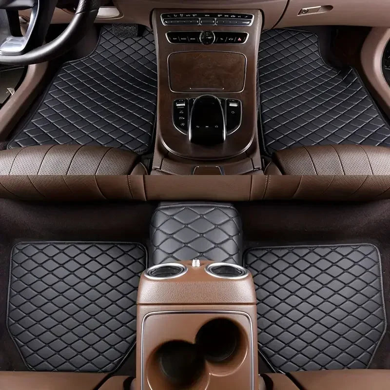 5Pcs Universal PU Leather Car Floor Mats – Waterproof Auto Foot Pad Protector Set