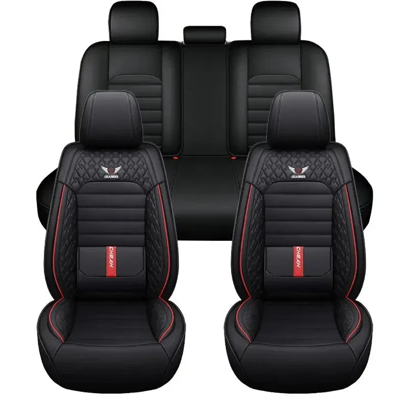 5 Seat Full Set Breathable Napa Leather Car Seat Cover – Luxury Fitted, Ergonomic Design with Fixed Lumbar Support