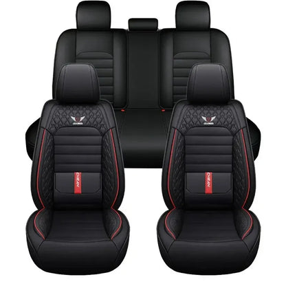 5 Seat Full Set Breathable Napa Leather Car Seat Cover – Luxury Fitted, Ergonomic Design with Fixed Lumbar Support