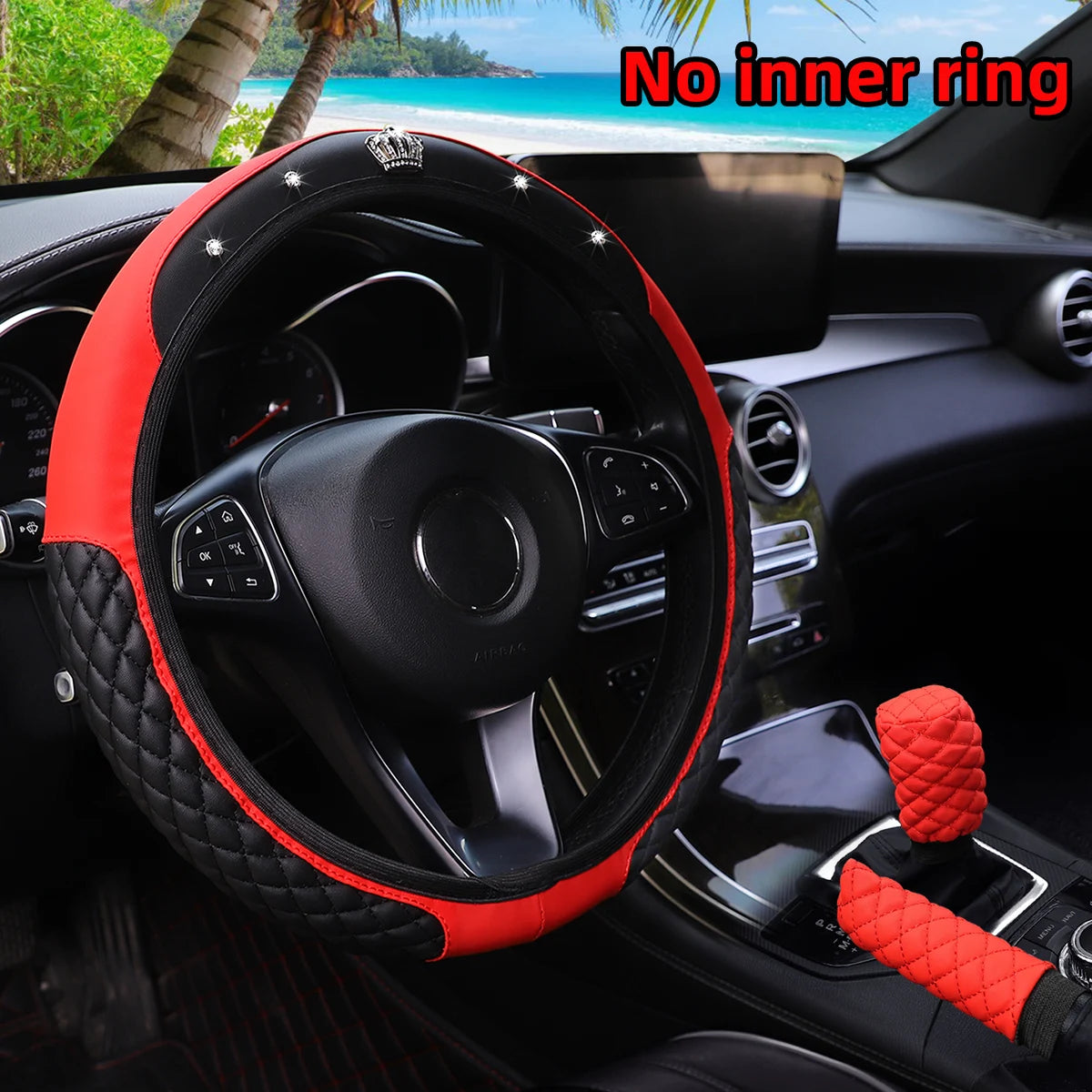 3-piece leather steering wheel cover