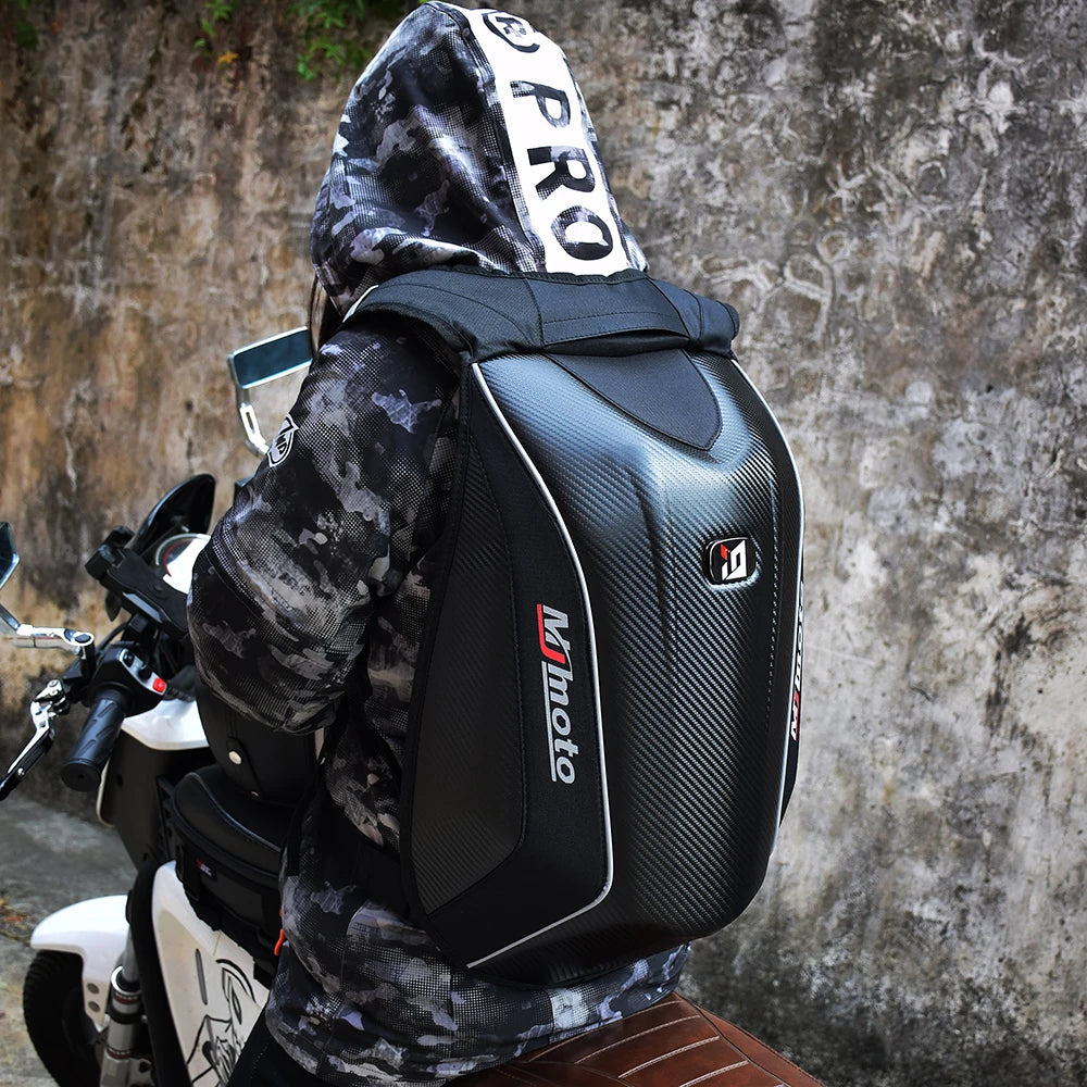 Carbon Fiber Motorcycle Backpack – Hard Shell Waterproof Helmet Bag