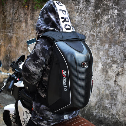 Carbon Fiber Motorcycle Backpack – Hard Shell Waterproof Helmet Bag