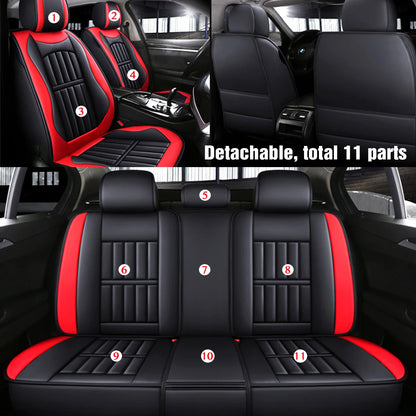 5-Seat PU Leather Full Set Car Seat Covers – Universal Fit for Cars, SUVs & Trucks