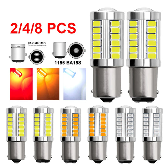 2/4/8PCS LED Car Bulbs – 1156/P21W & 1157/P21/5W – 12V 7000K