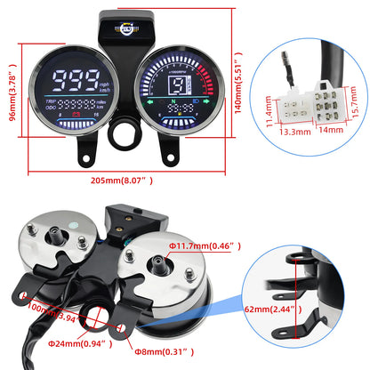 Motorcycle Speed Tachometer for Suzuki GN125 – Digital Meter Assembly