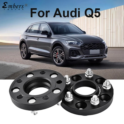 Audi Q5 Wheel Spacers Hub Adapter – 5x112 PCD, 66.6mm CB, M14x1.5 Lug Thread – Forged Aluminum Black, 2-Piece Set