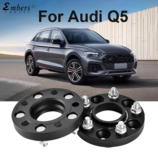 Audi Q5 Wheel Spacers Hub Adapter – 5x112 PCD, 66.6mm CB, M14x1.5 Lug Thread – Forged Aluminum Black, 2-Piece Set
