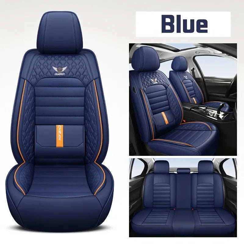 5 Seat Full Set Breathable Napa Leather Car Seat Cover – Luxury Fitted, Ergonomic Design with Fixed Lumbar Support