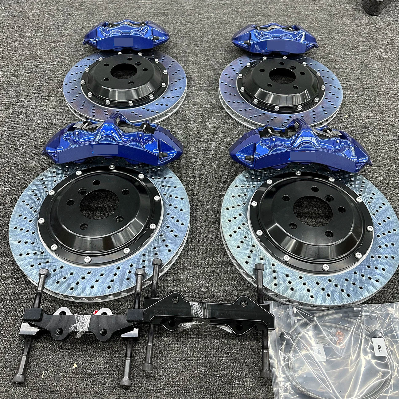Blue 6-Piston 380mm & 4-Pot 355mm Brake Caliper Kit – 2-Piece Rotor Disc Brake
