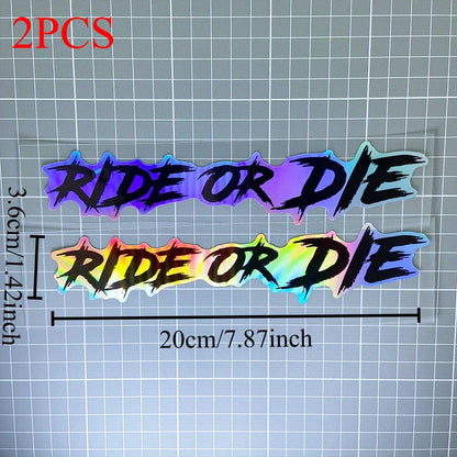 2PCS Ride or Die Motorcycle Helmet Stickers
