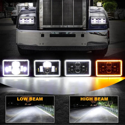 4x6 Inch Rectangular LED Headlight with Signal & Daytime Running Light