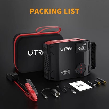 UTRAI 4-in-1 2000A Jump Starter Power Bank with 16000mAh Capacity and 150PSI Air Compressor