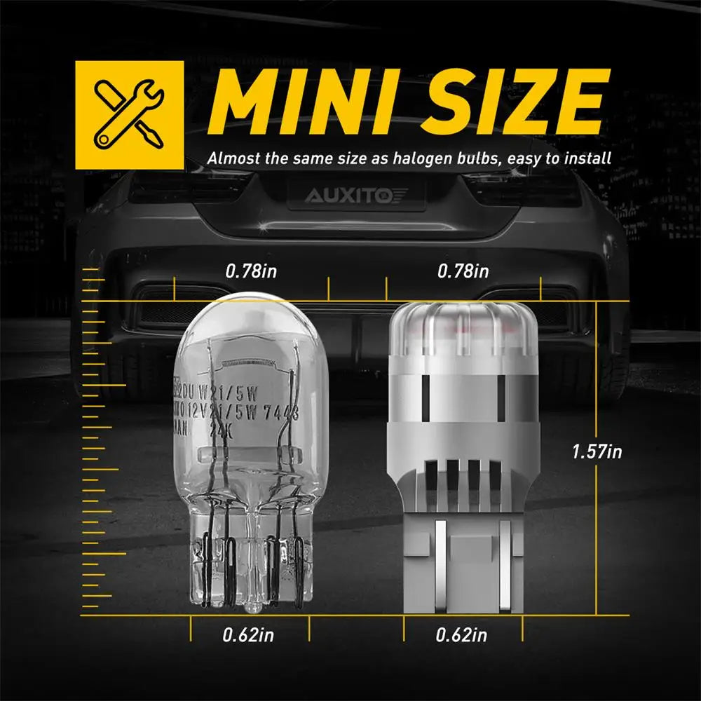 2Pcs AUXITO 7443/7440 T20 Red LED Bulbs